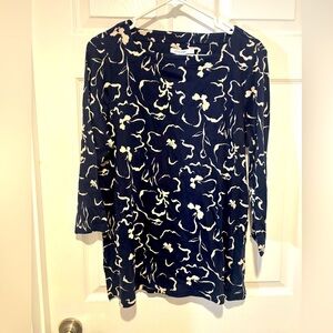 NWT Chico’s Navy & Cream Floral Women's Top